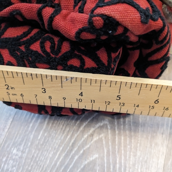 Lola Handbag Canvas Floral Embroidered Red Black Purse Whimsygoth - Picture 11 of 13